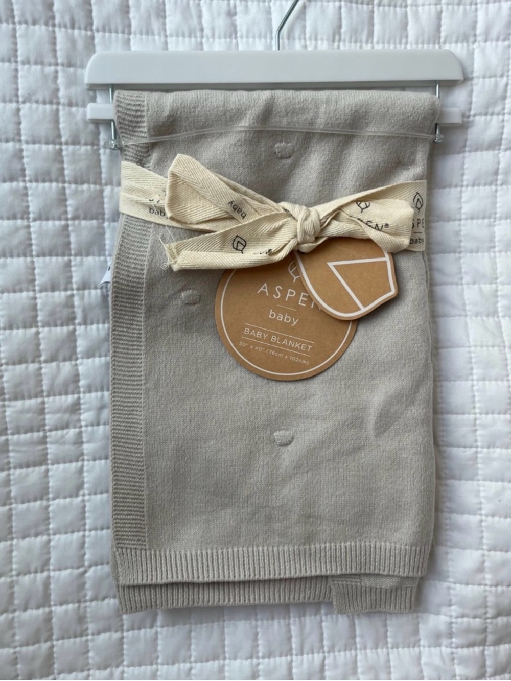 Aspen Baby Neutral Gray Knit Baby Blanket